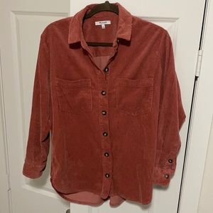 Corduroy long sleeve button down shirt